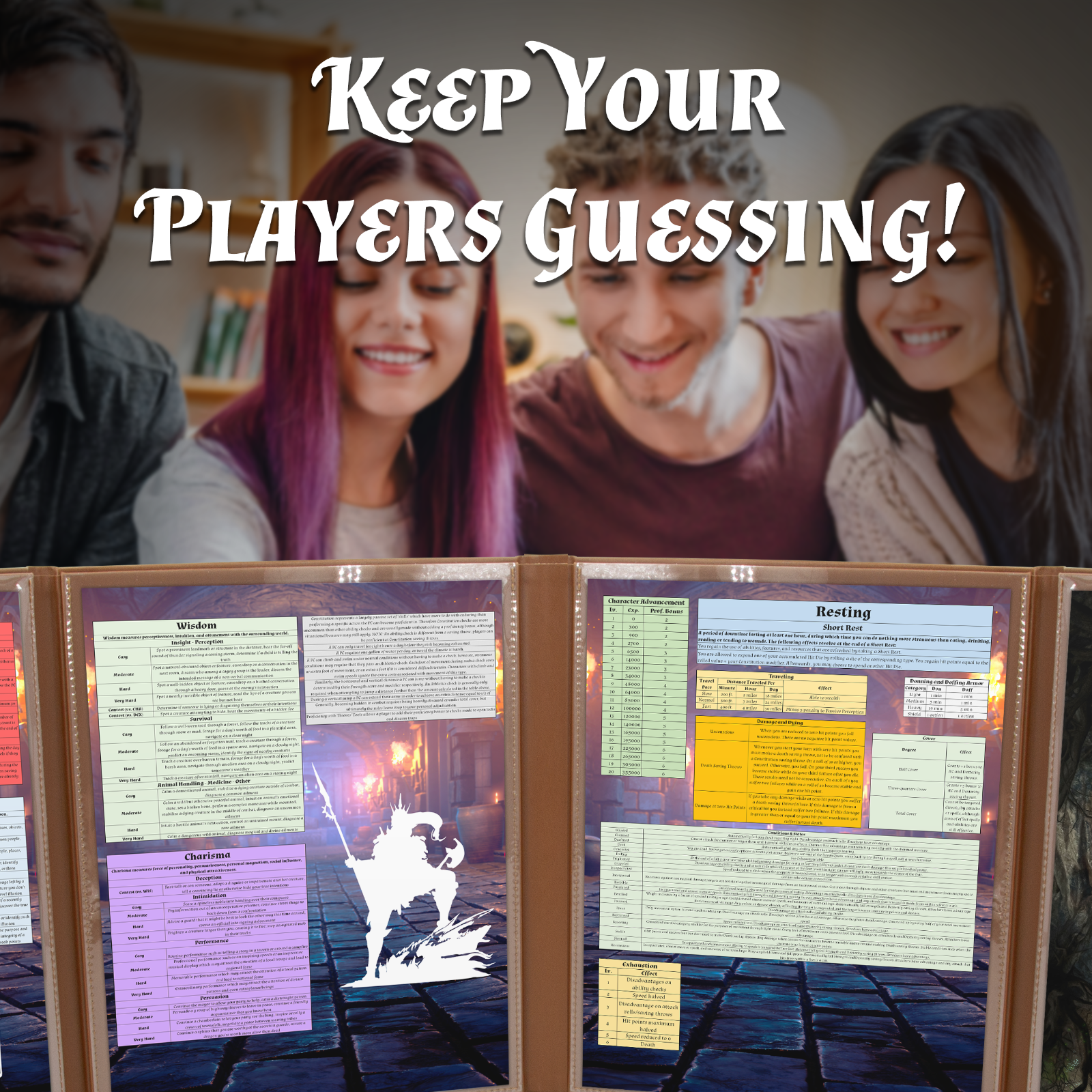 CM DM Screen Embossed GM Screen with Four Panel Folding Dungeon Master Screens