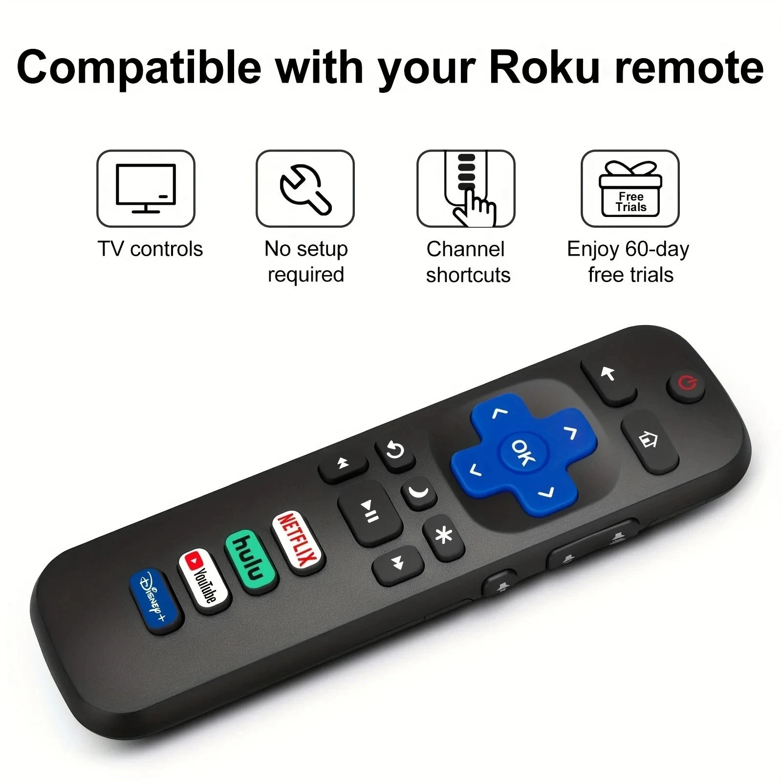 2 Pack Replacement Remote FIT For ROKU TV TCL/Sanyo/Element/Haier/RCA/LG/Philips