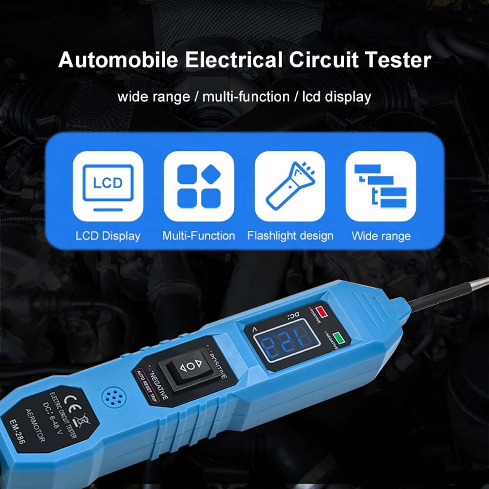 6-48V Automotive Digital Power Probe Circuit Electrical Tester Device System