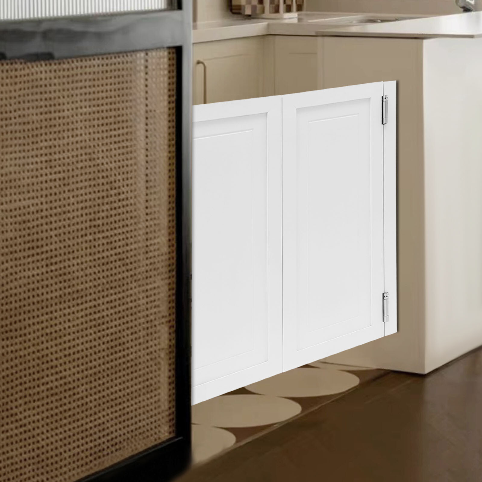 White Wood Swinging Door Wall-mounted Double Half Cafe Doors Saloon Bar W/ Hinge