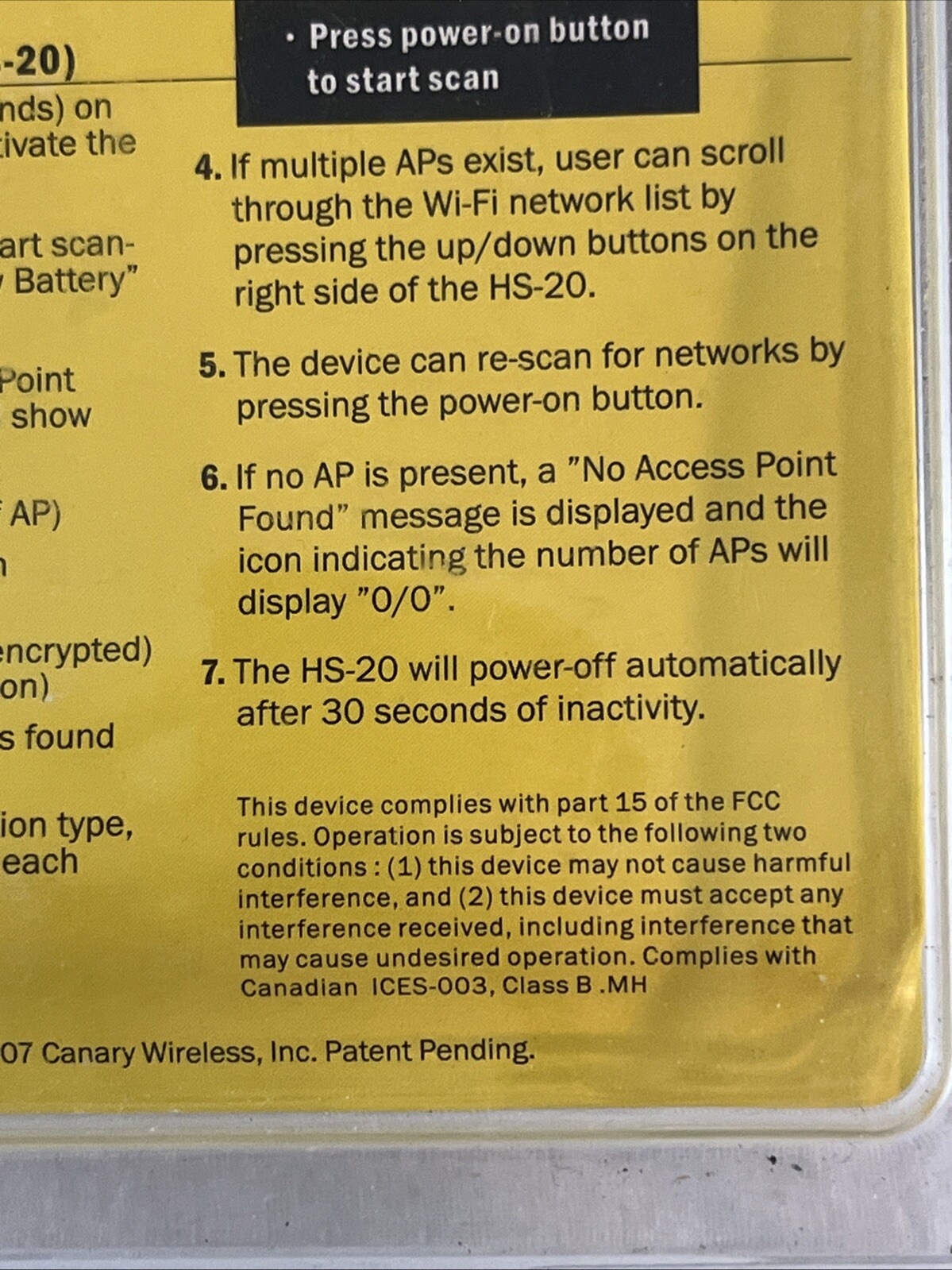 Canary Wireless Model HS-20 Digital Hotspotter - Tested Works
