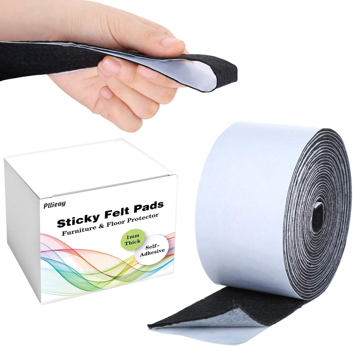 Pllieay 1 Pack Felt Tape in Self Adhesive, Polyester Felt Tape Furniture Felt St
