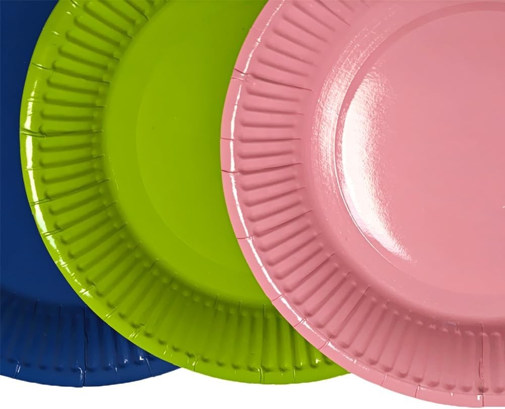 50 Count Heavy-Duty Party Paper Plates in Assorted Colors for All Occasions