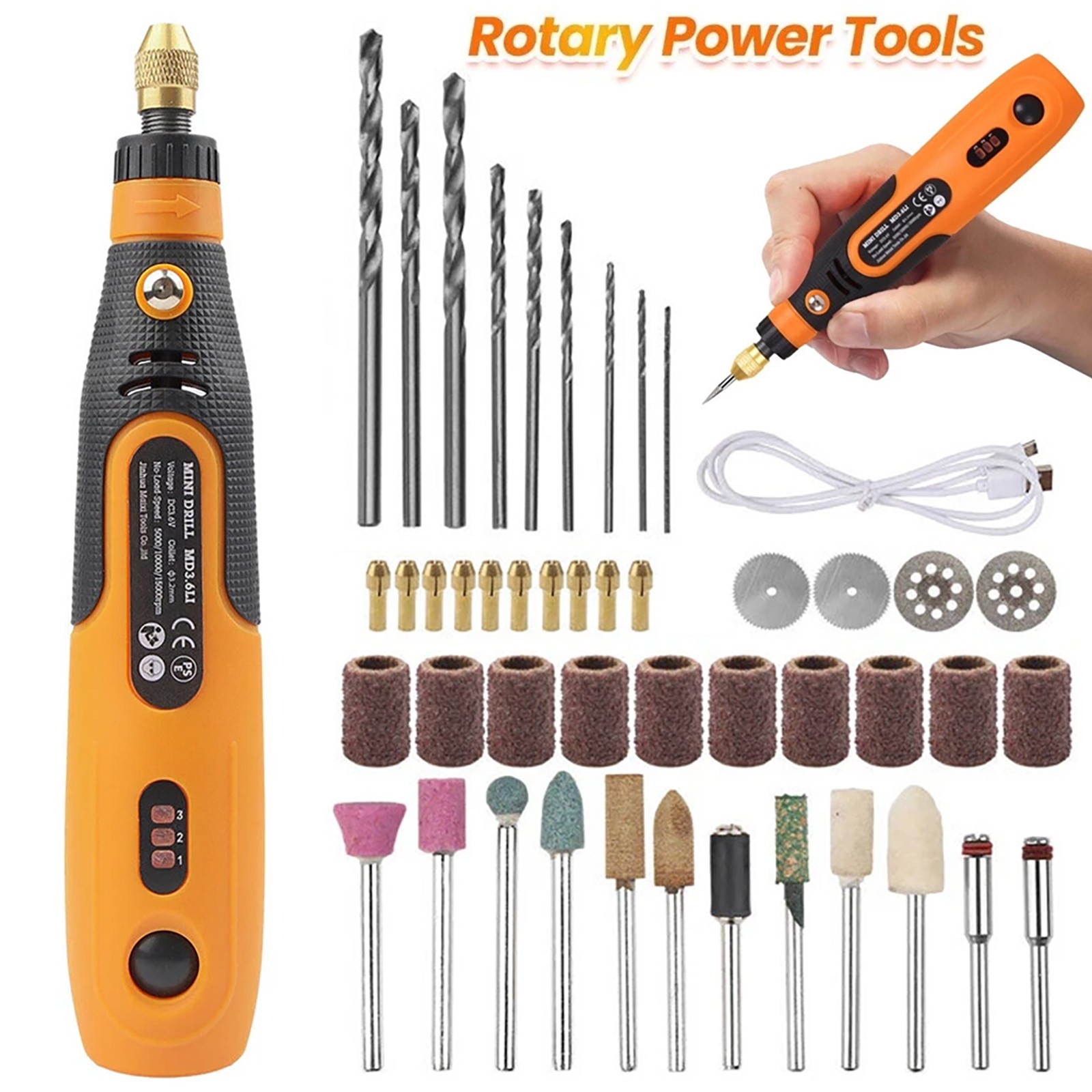 Mini Cordless Rotary Tool USB Rechargeable Three-Speed Electric Grinder Pen Set