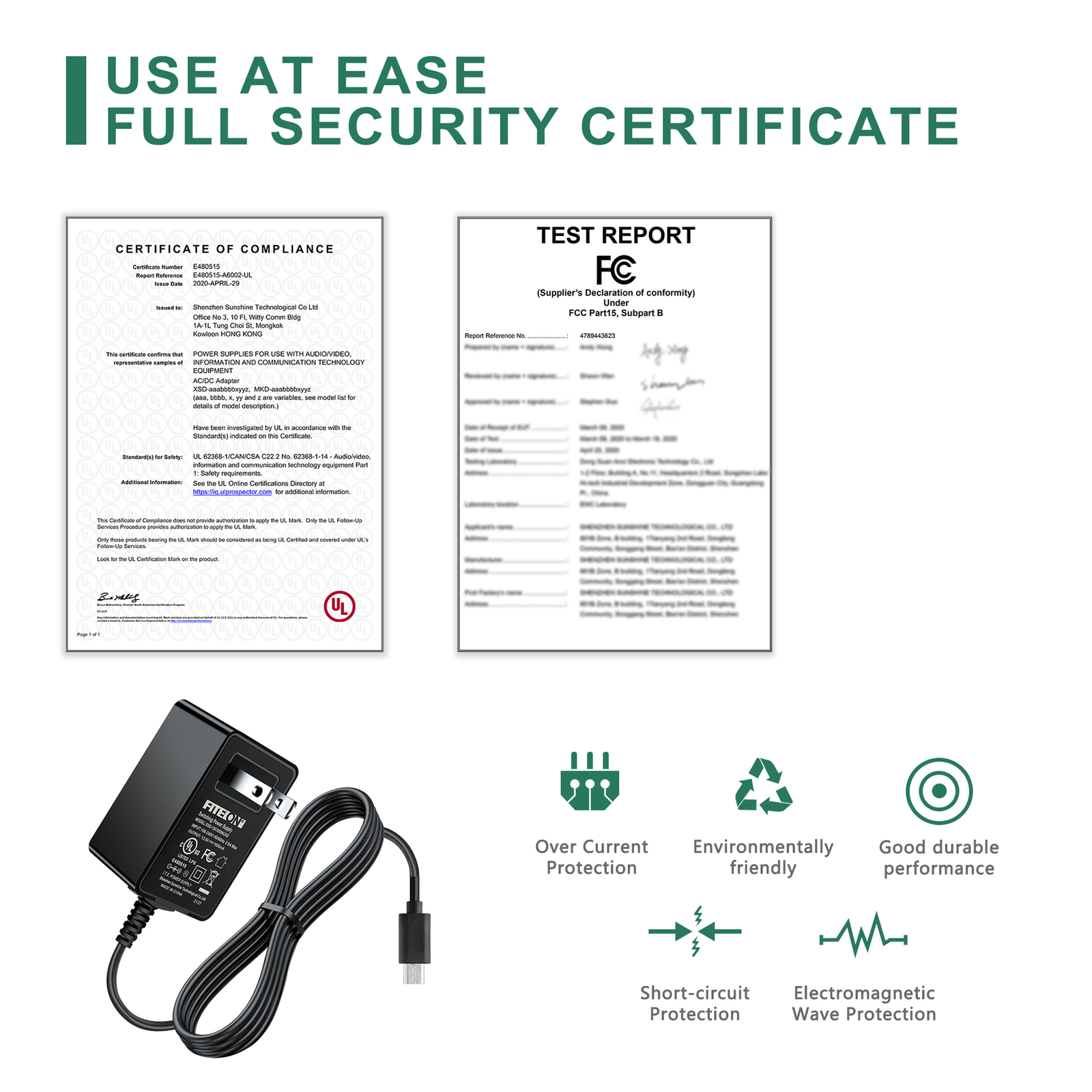 UL 5ft AC Adapter Charger For NVIDIA SHIELD 940-81761-2500-000 NX785QC16G Power