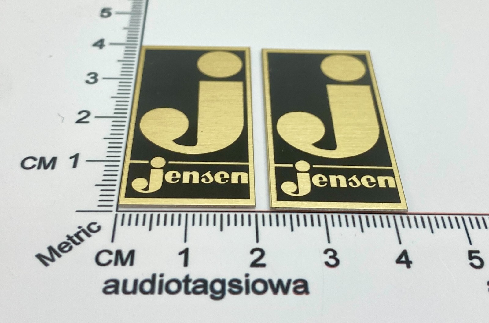 Jensen Gold Speaker Badge Logo Grill Custom Aluminum Pair Early Vintage Style