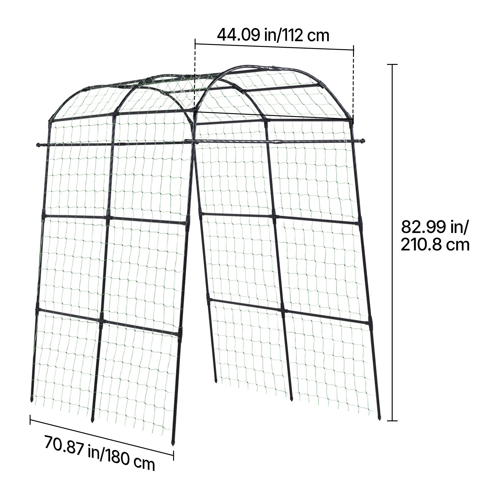 Uimoso Metal Garden Trellis for Cucumber Vines Bean U-Shape 70.87"x44.09"x82.99"