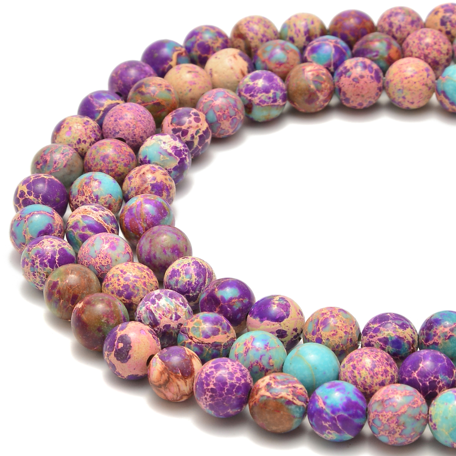 Purple Sea Sediment Imperial Jasper Smooth Round Beads 6mm 8mm 10mm 15.5''Strand