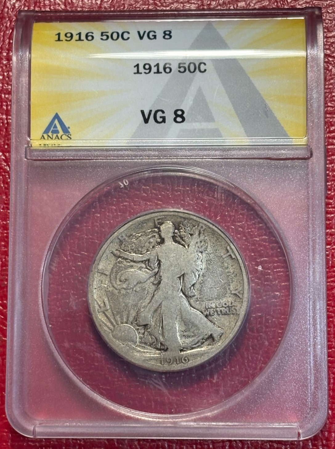 ANACS VG 8  1916 P LIBERTY WALKING SILVER HALF DOLLAR-SEP210