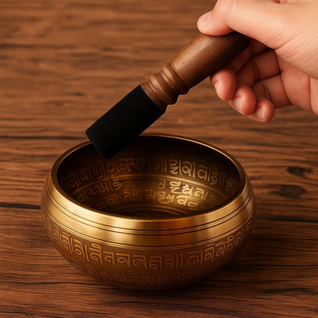 Tibetan Singing Bowl Mallet Suede Wooden Striker Leather Wrapped Meditation Mall