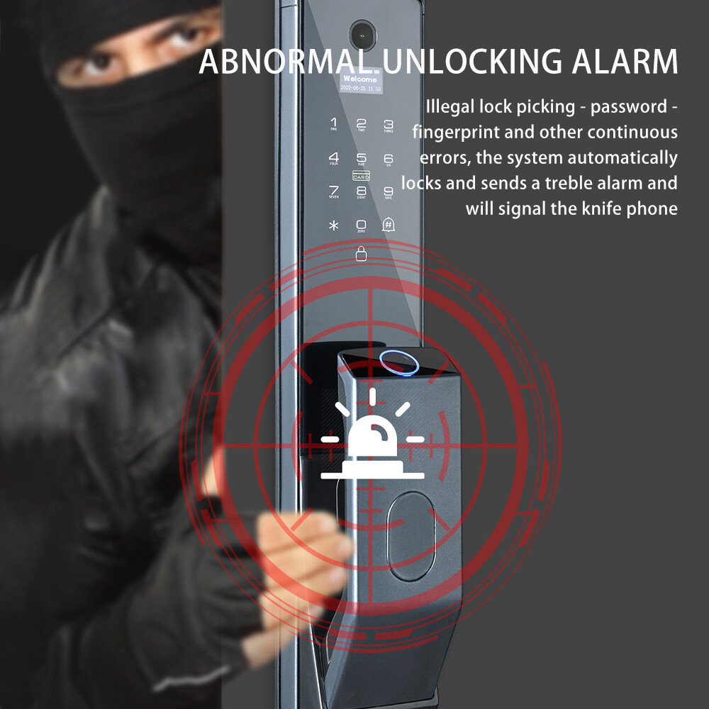 3D Face Recognition Fingerprint Password Smart Door Lock with Camera Security