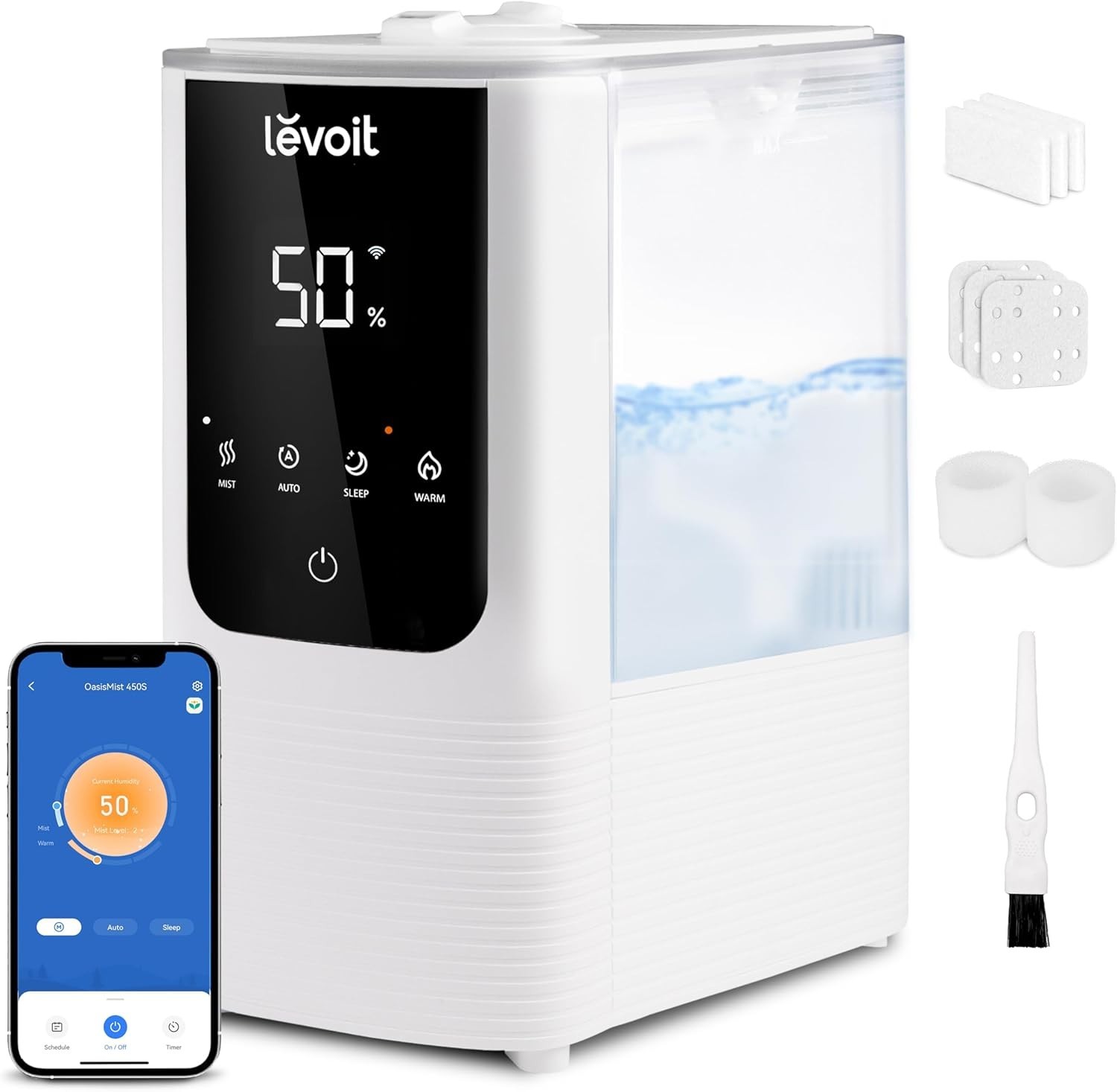 LEVOIT Humidifiers for Home, Smart Warm/Cool Mist Air Humidifier, OasisMist4.5L