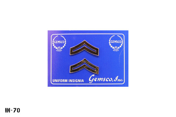 PAIR CPL ~ Corporal Chevron Rank Pins ~ Silver Tone ~ NOS Gemsco USA