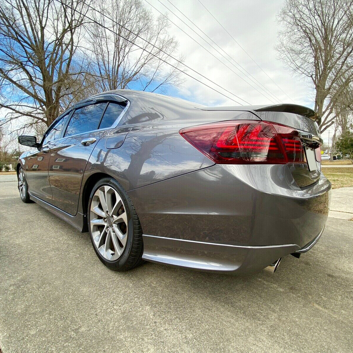 HECASA For 2013-15 Honda Accord 4-DR HFP-Style Black Rear Bumper Spoiler Lip 2pc