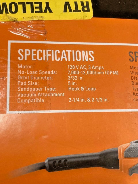RIDGID R26011, 5 Inch, 120V Corded Random Orbit Sander