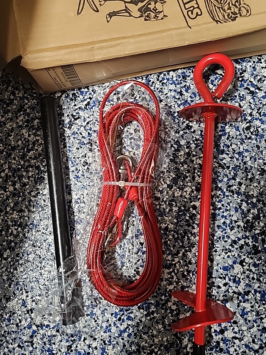 Pestairs 30 Ft Dog Tie Out Cable and Stake - Heavy Dog Yard Leash and Stake