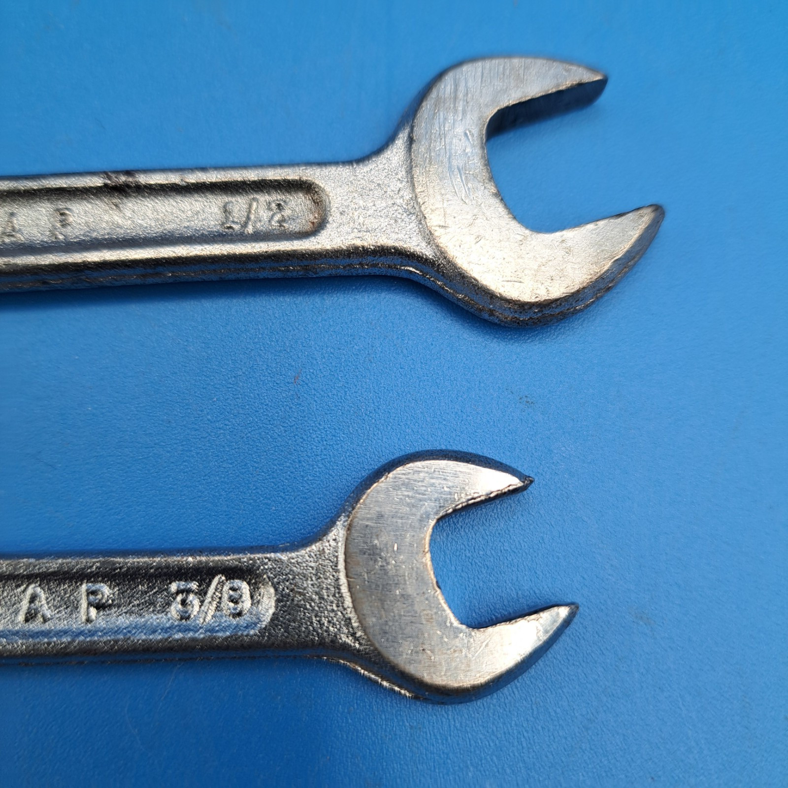 2 Dunlap Open End Wrenches, (3/8 x 7/16") ( 1/2 x 9/16"), Forged in USA