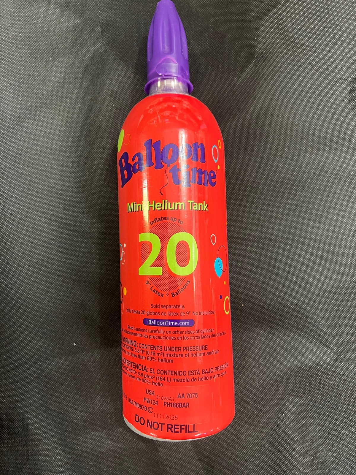 Balloon Time Helium Tank - Float up to 20 standard 9-inch Ballonons