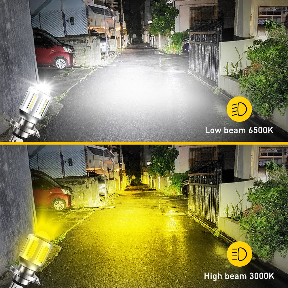 For Motorcycle H4 6500K Hi-Lo LED Beam Front Light Bulb Super Headlight Bright