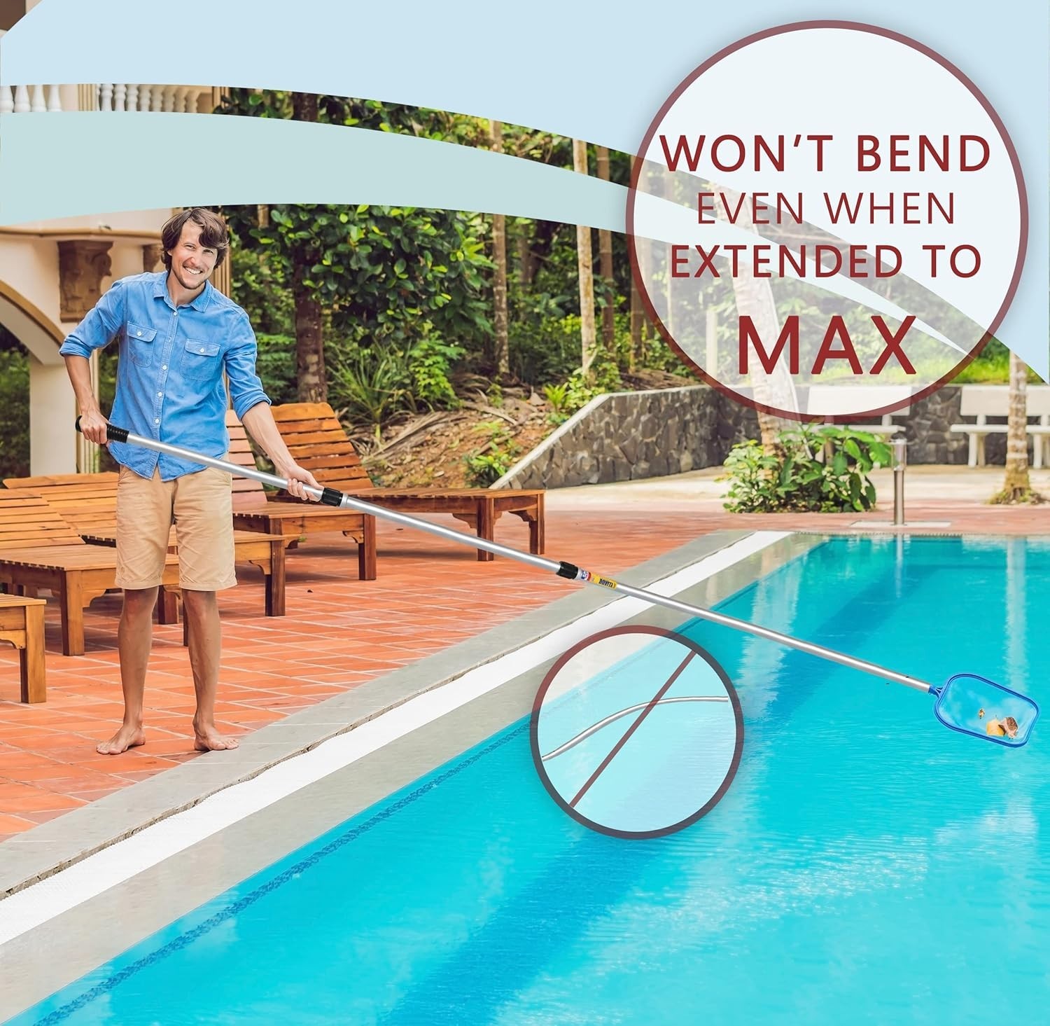 Skimlite Dually 9018 Telescopic Pool Pole 6-18 Ft Dual Locking Heavy Duty Alumin