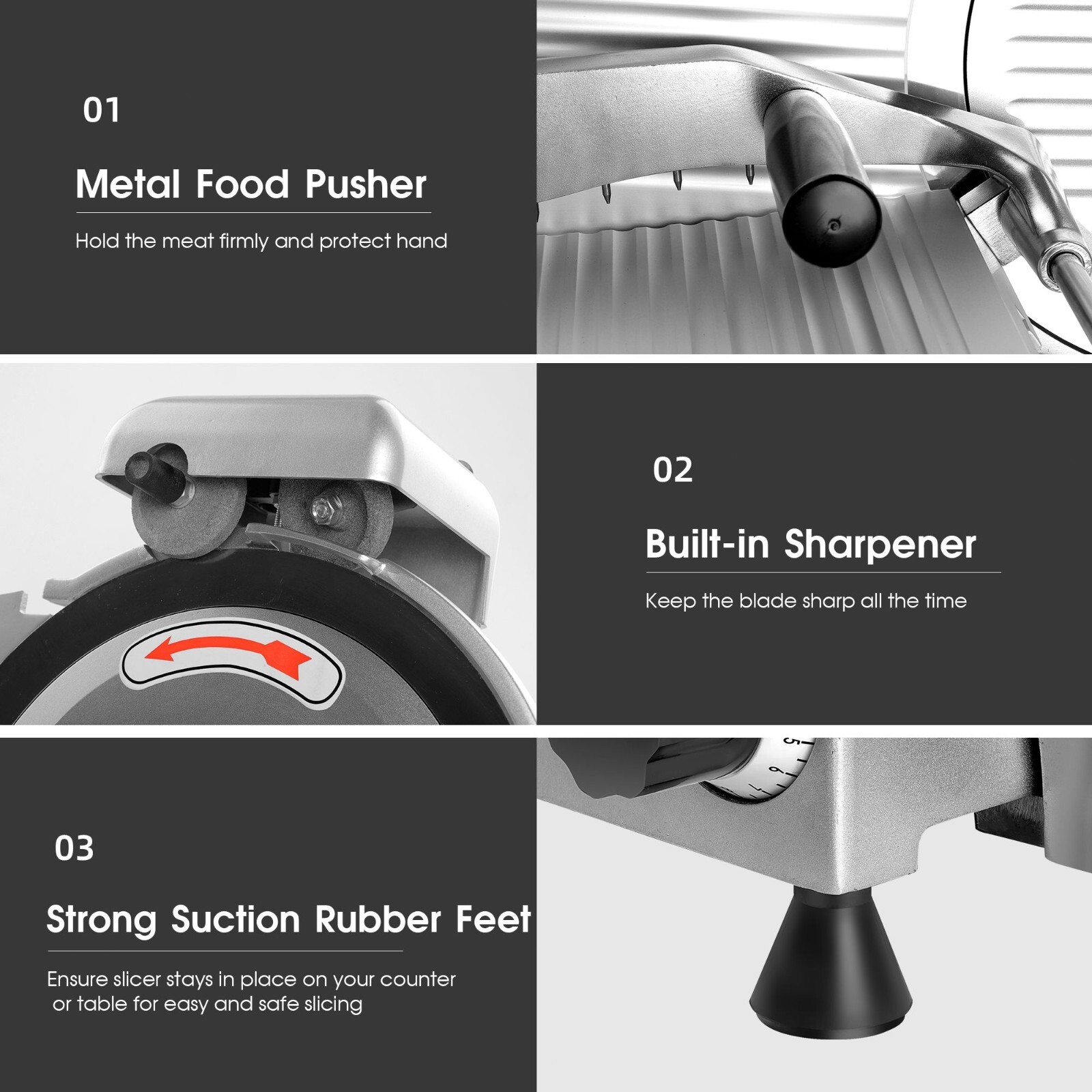 Commercial 10" Electric Meat Slicer 240W Steel Blade Frozen Meat Cheese Slicer