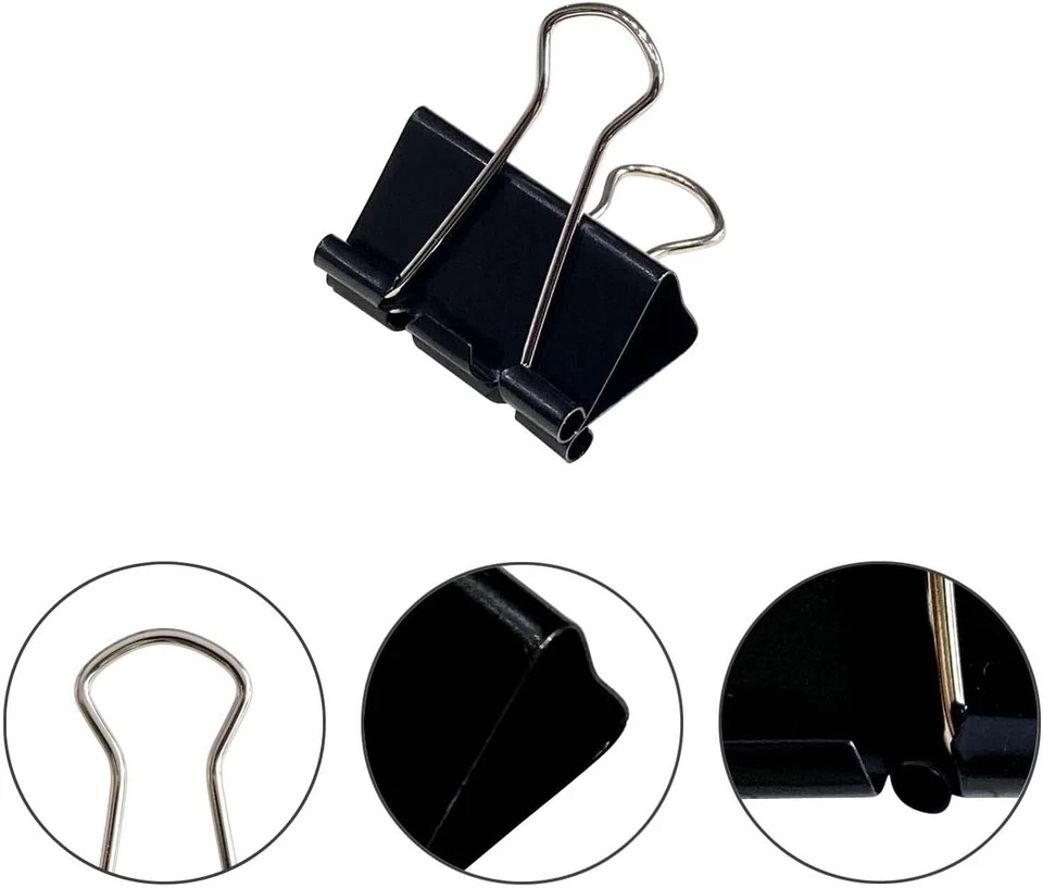 40Pcs Medium Binder Clips 1.25 Inch Black Paper Clamps Office School Supplies...