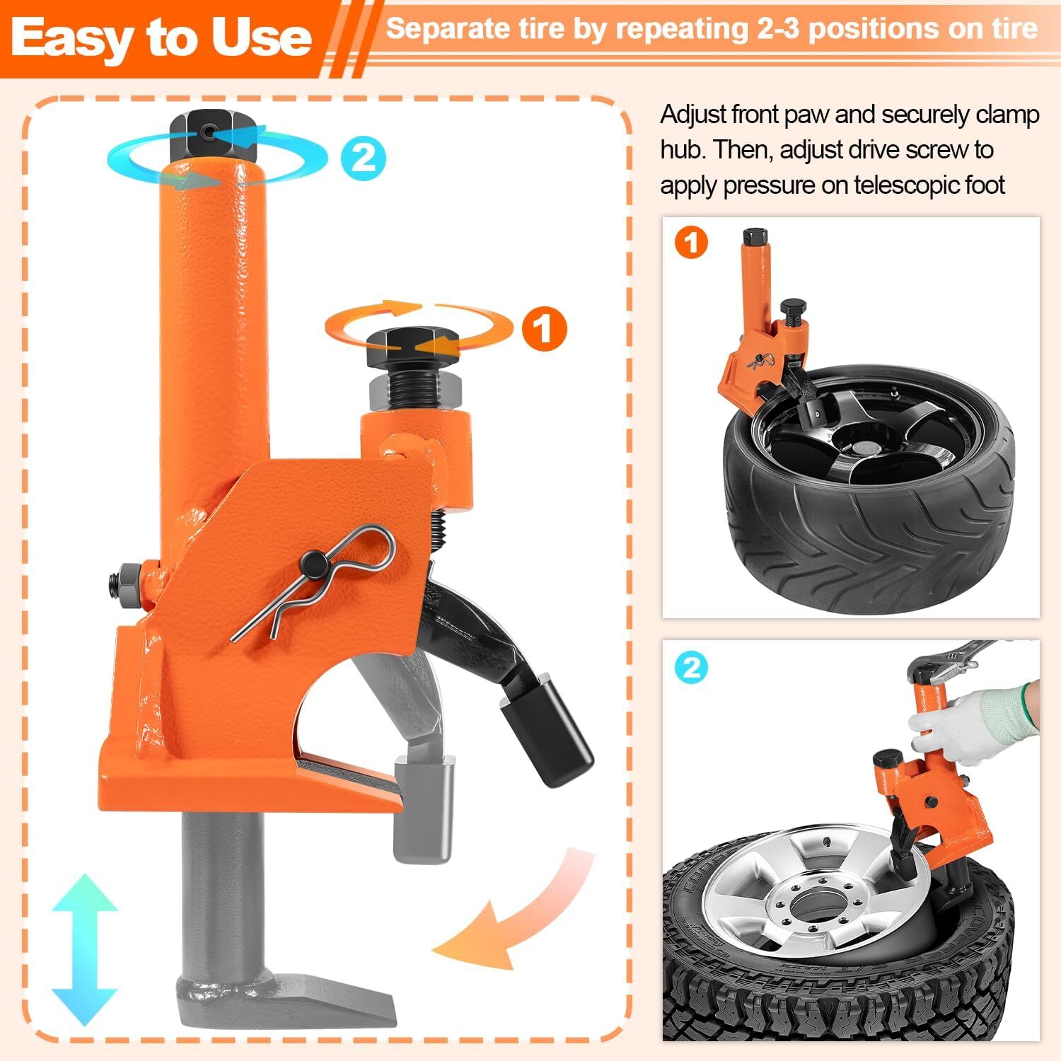 Manual Tire Bead Breaker Changer Tool w Rubber Pad for 38"-42" Car Bus Truck ATV