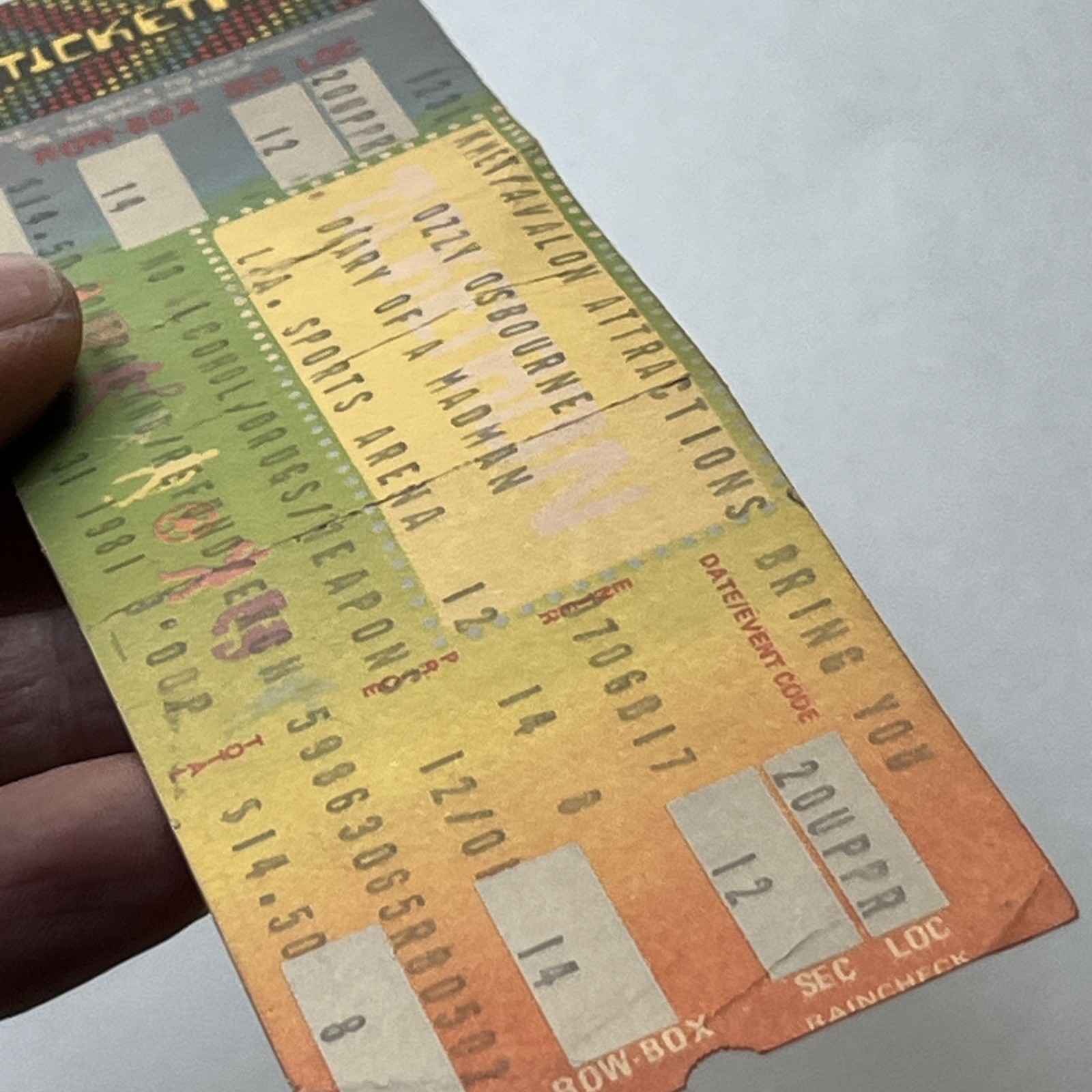 Ozzy Osbourne New Years 1981 Concert Ticket LA Sports Arena