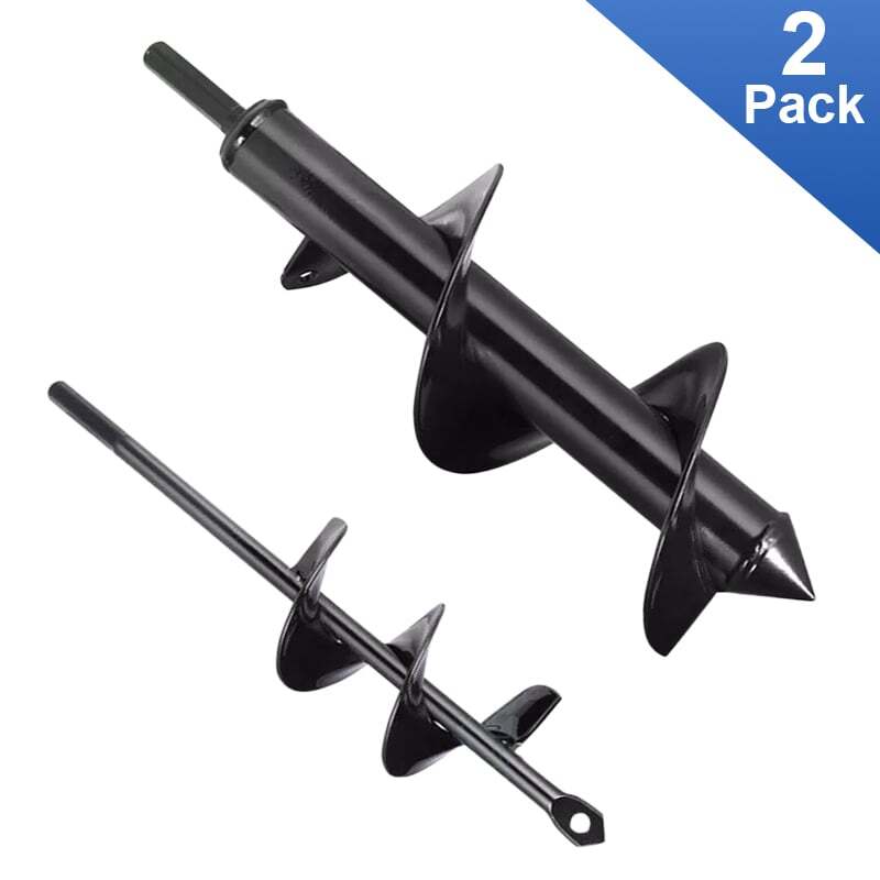 2pcs 1.97"+3.15" Garden Auger Drill Bit Ground Spiral Hole Digger Bulb Planting