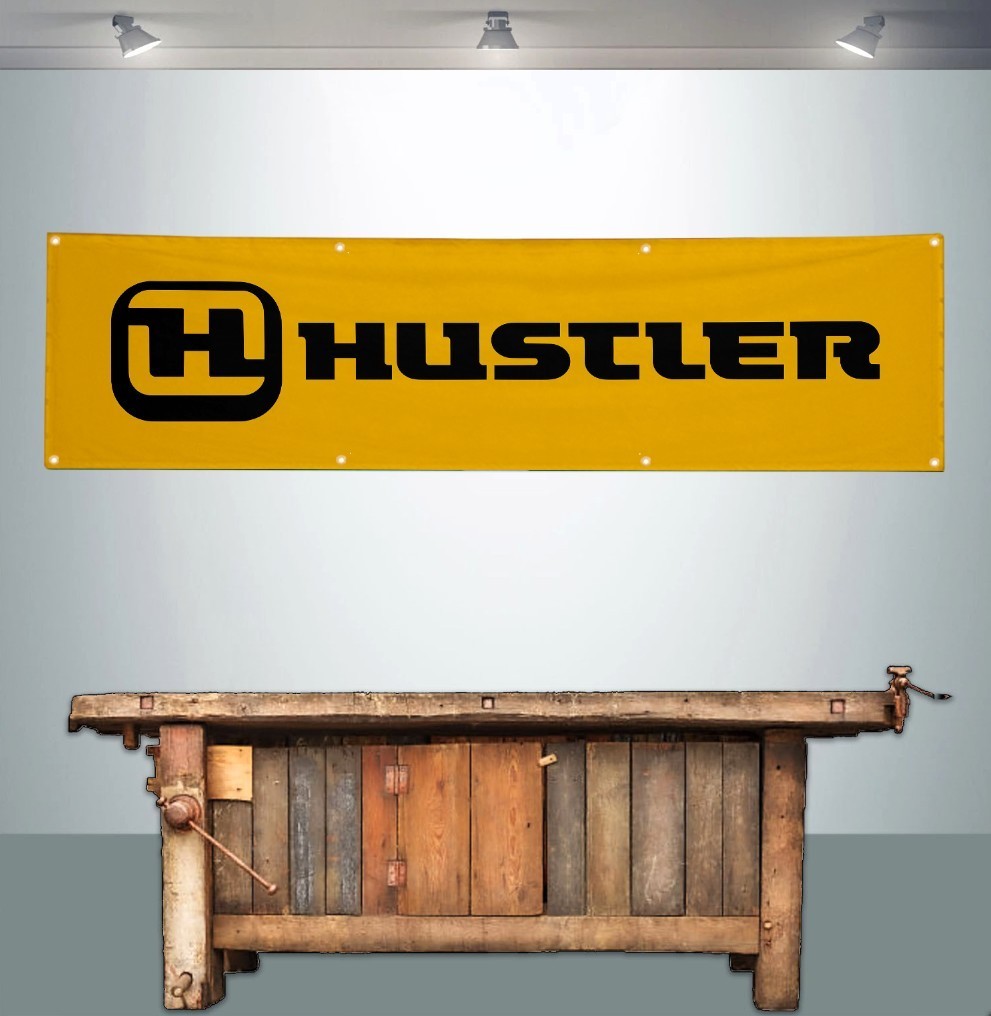 HUSTLER TURF TRACTOR 2' X 8' BANNER FLAG LAWN MOWER