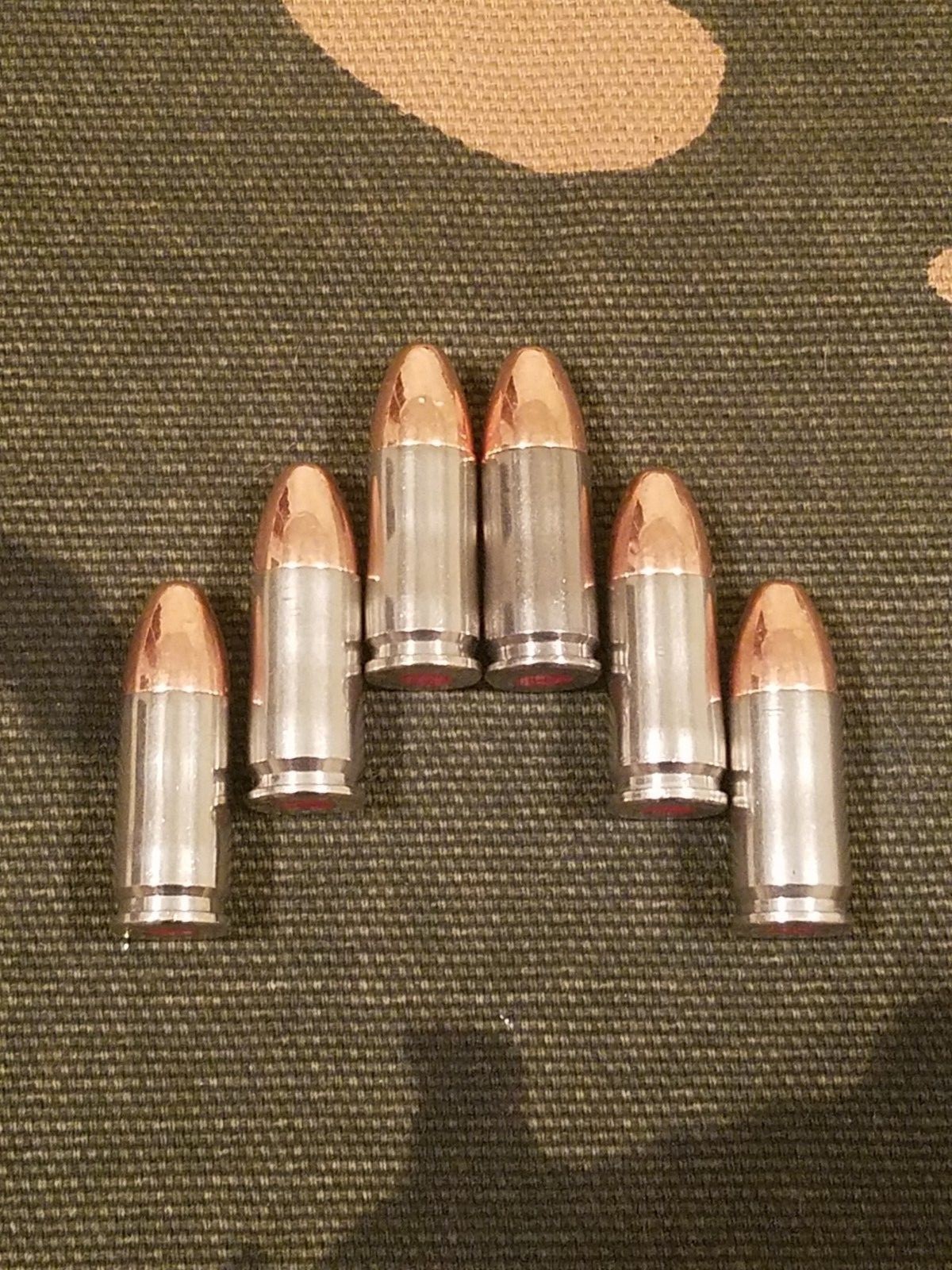 9MM LUGER SNAP CAPS SET OF 6 (NICKEL) REAL 115GN WEIGHT!!!