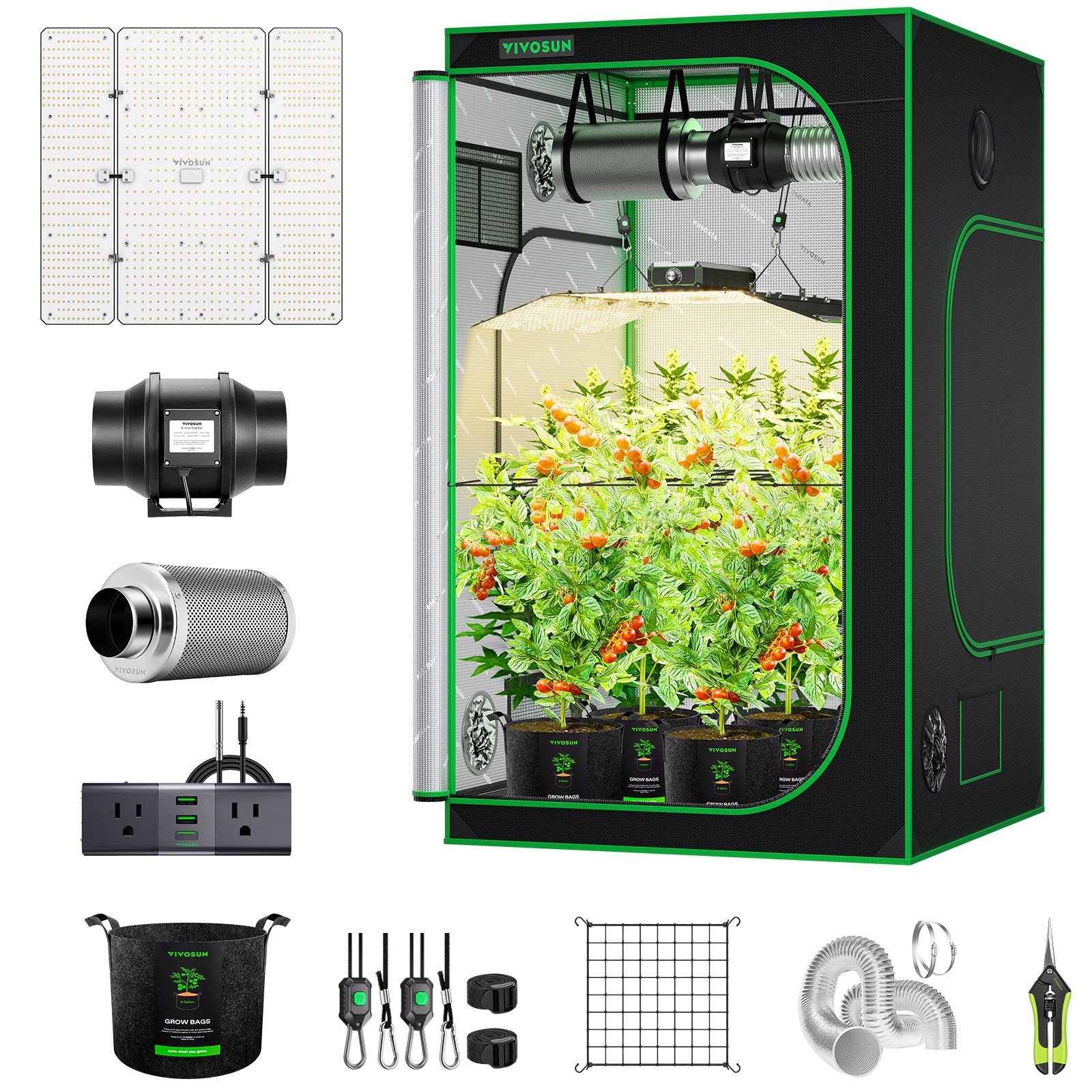 VIVOSUN 4x4ft Wifi Starter Grow Tent Kit 400W LED 6" Ventilation Kit A22 GrowHub