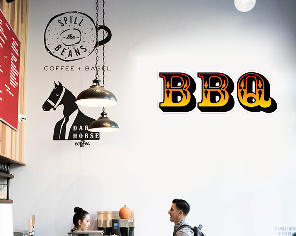 Food Truck Decals Bbq Style B Restaurant & Food Concession Concession Sign Black