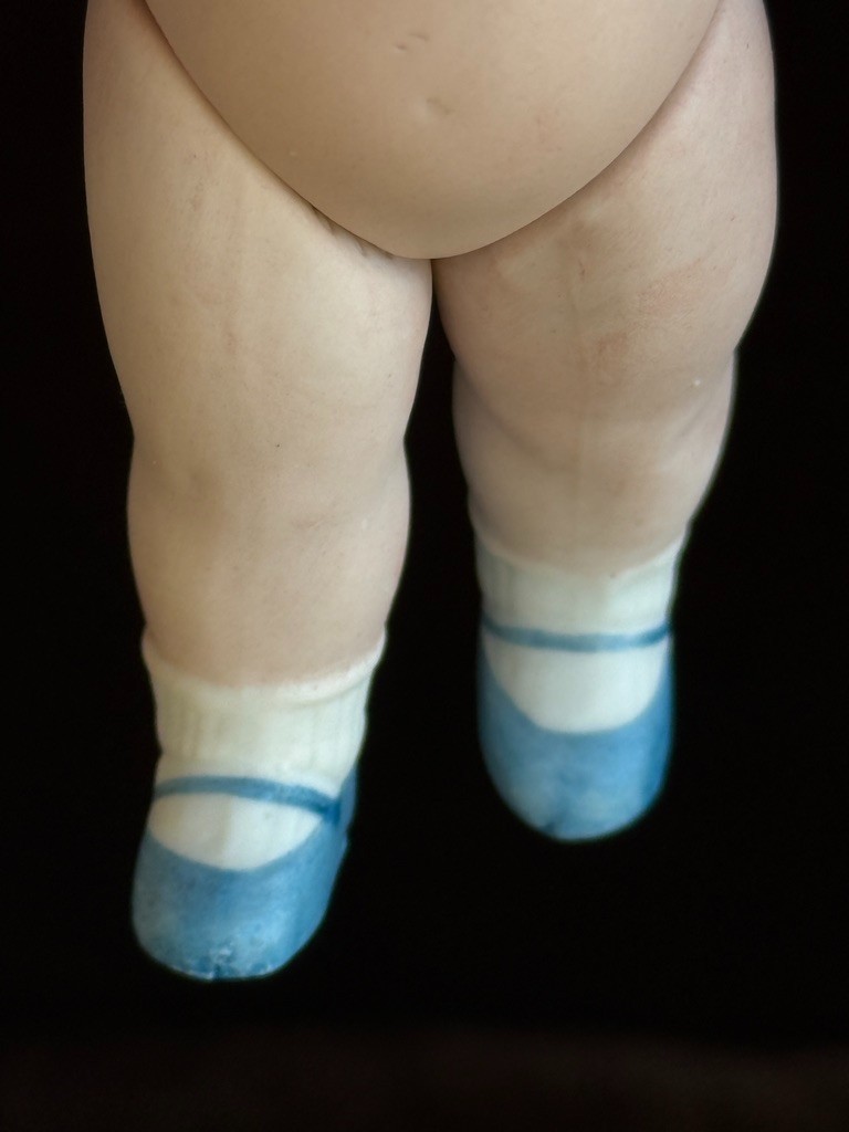 Antique German 4.5" All Bisque Georgene Averill Bonnie Babe Sleepy Eye Baby Doll