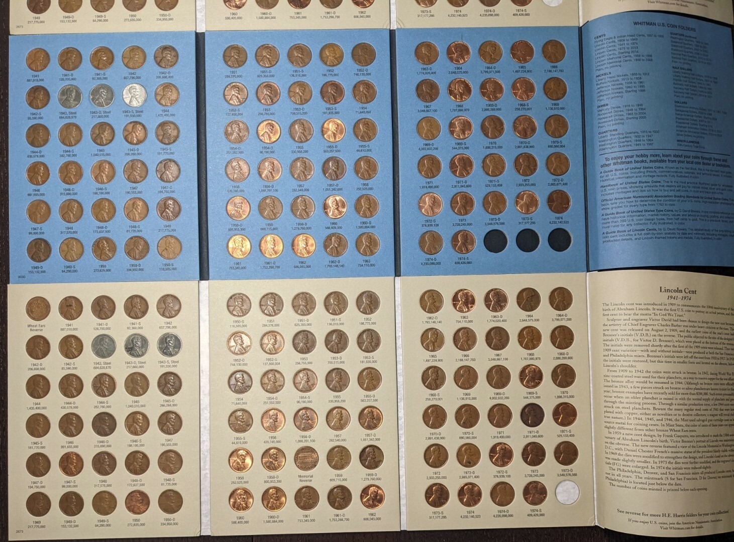 One Completed Lincoln Head Cent Collection - Book Number 2 Album 1941-1974 P,D,S