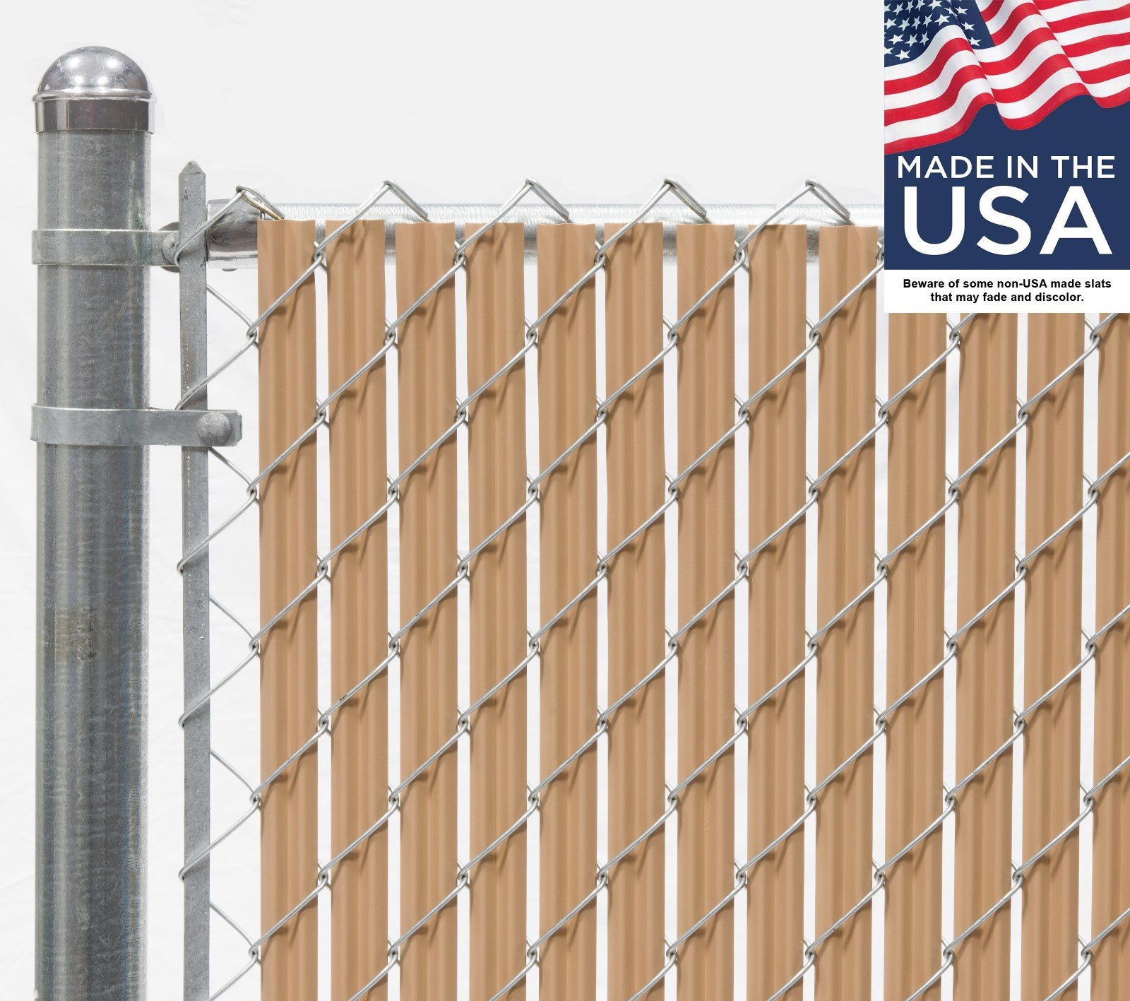 6 ft High Beige Wave Slat™ Single Wall Privacy Chain Link Fence Slats