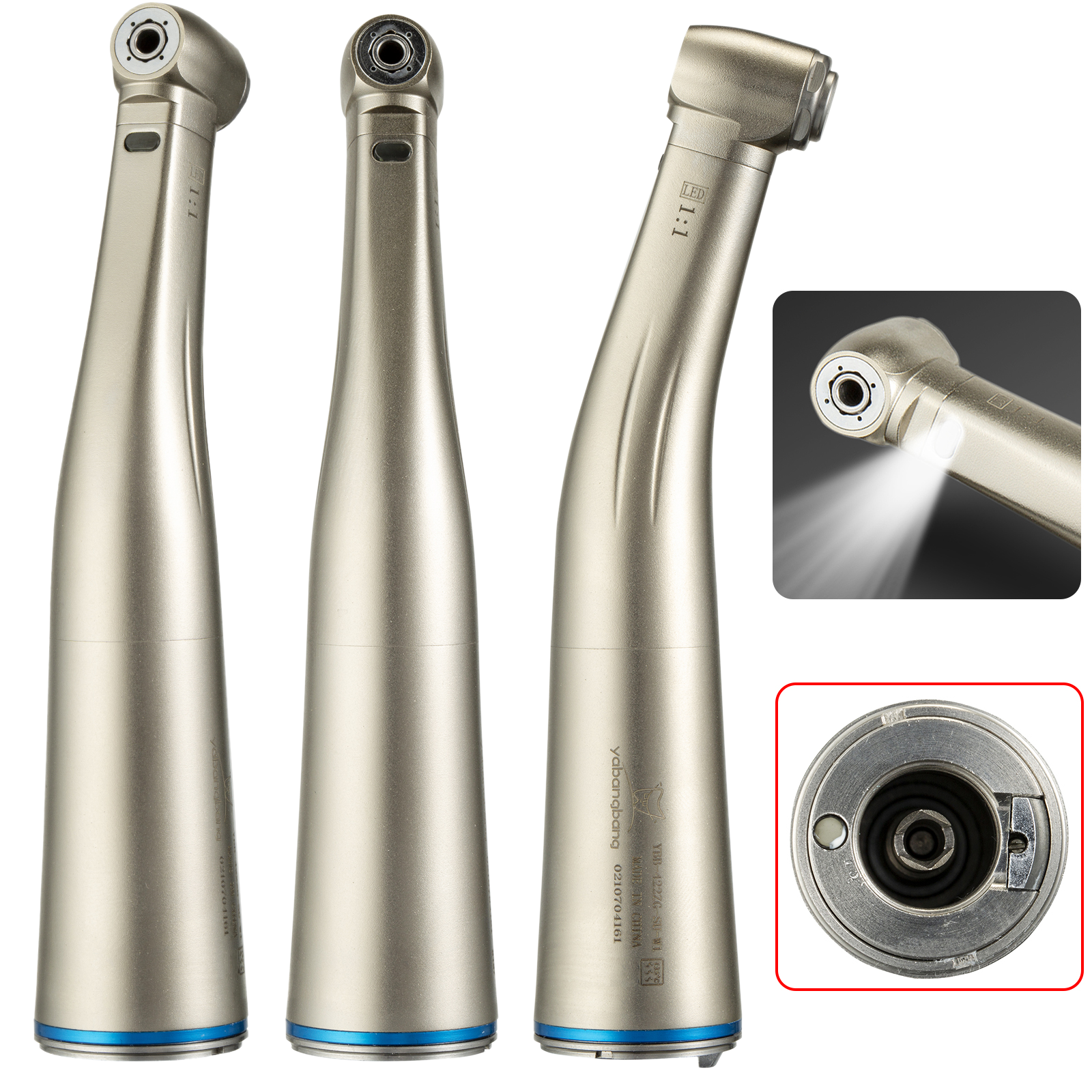 US Dental 1:1 LED Fiber Optic Internal Water Spray Contra Angle Handpiece SANDEN