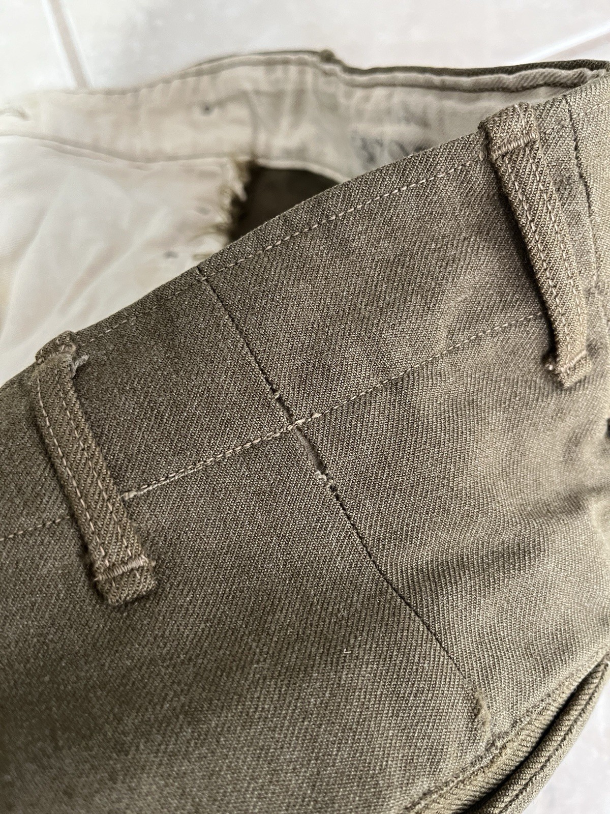 WWII WW2 US Army Light Shade Wool Field Trousers 1942 34x31 Gas Flap Mustard OD