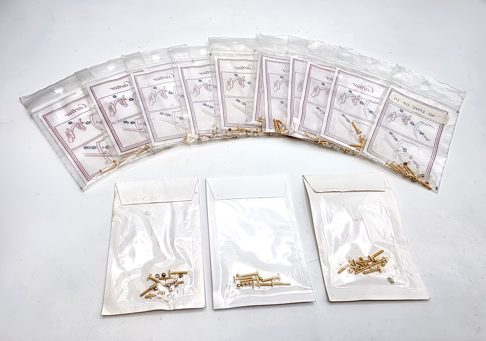 NEW! Auth Curved Rectangle Cartier Screws Full Sets - Gold