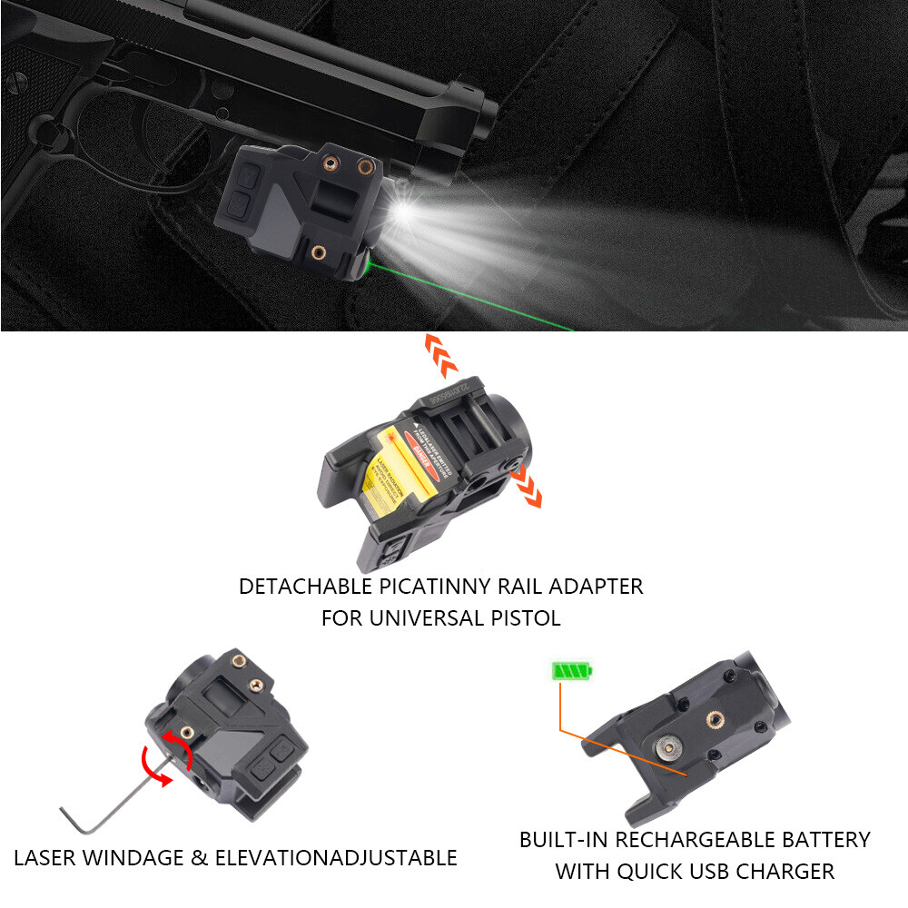 Green Red Blue Laser Sight 500lm Flashlight Combo For Glock 17 19 Taurus G2C G3C
