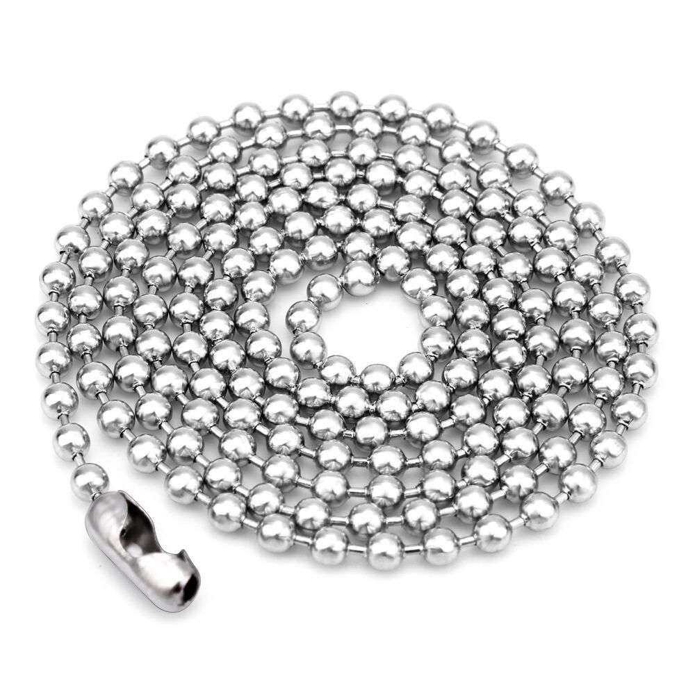 5pcs/lot Stainless Steel Round Ball Bead Chain Necklace Men Women 1.6/2/2.4/3mm