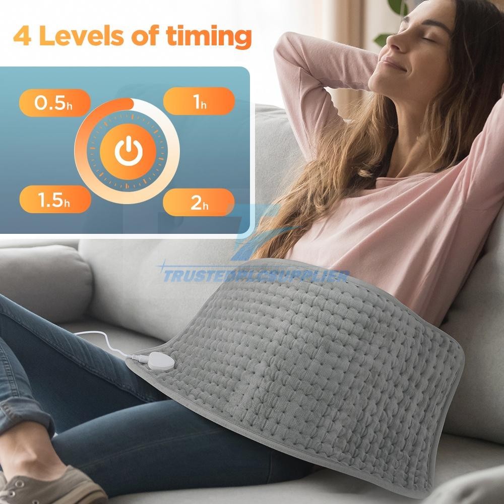 Electric Heating Pad For Back Pain & Cramps Relief 12"x24"10 Level Auto Shut Off
