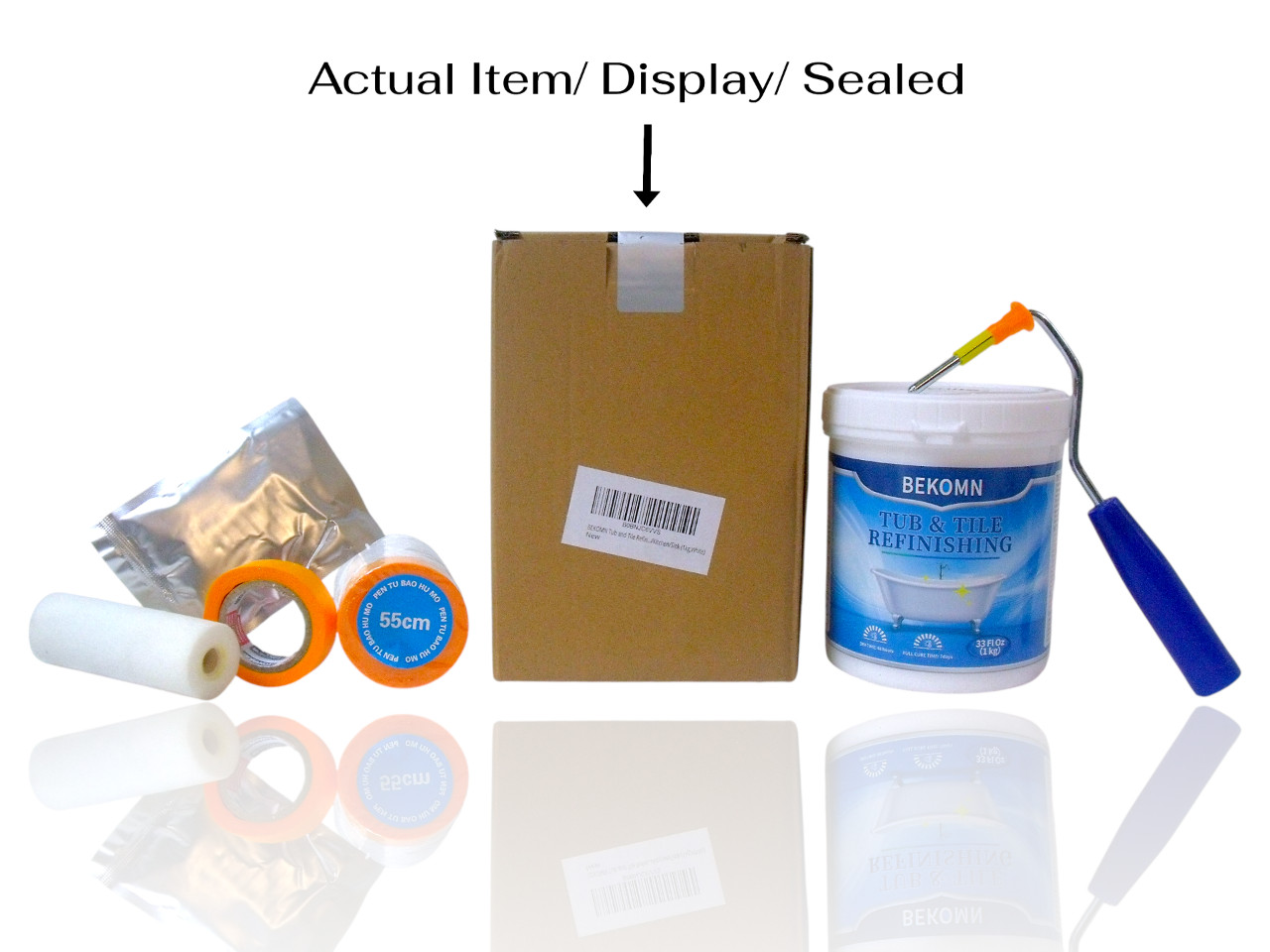 Tub & Tile White Paint Refinishing Kit w/ Tools Bathtub or Sink 33 oz Bekomn New