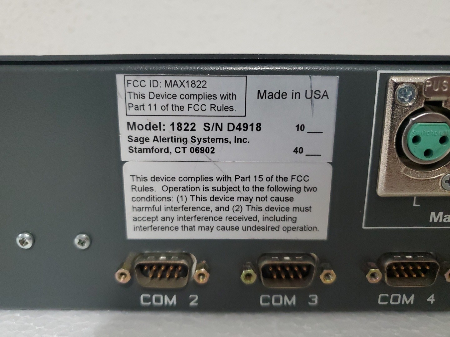 SAGE ALERTING SYSTEMS EAS ENDEC 1822 Alert System Encoder/Decoder AS IS *READ*