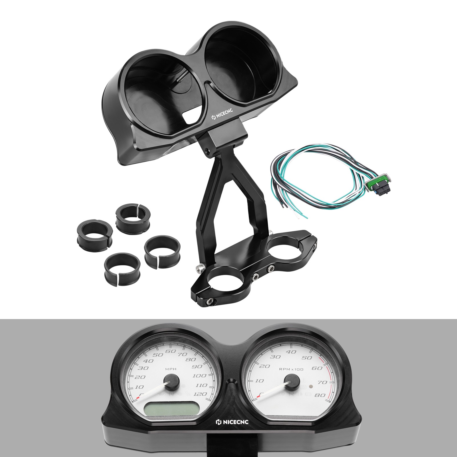 NICECNC Speedo Tach Cluster Relocation Case For Harley Road Glide FLTRX 2015-23