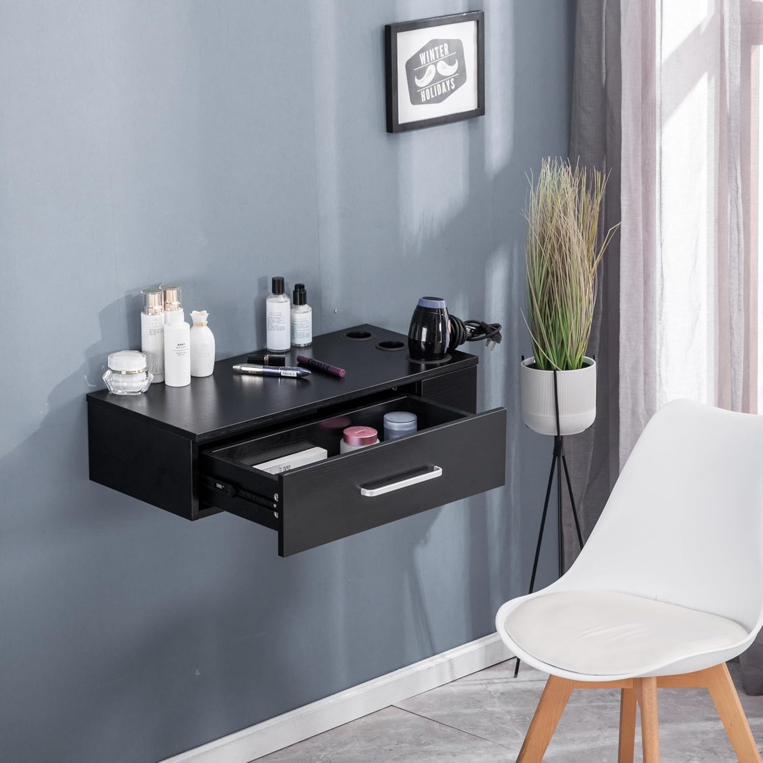 Wall Mount Station with Tool Holders Barber Salon Styling Station 3036-2