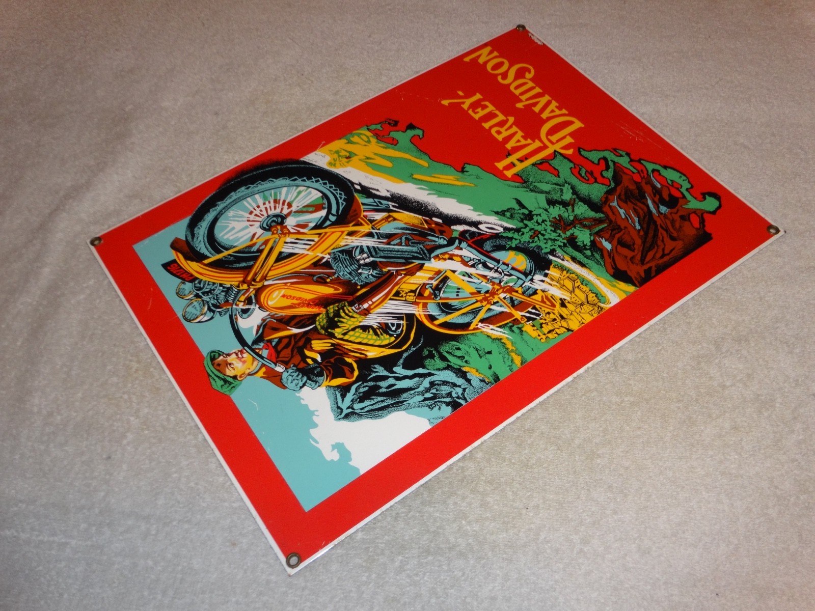 VINTAGE HARLEY DAVIDSON 1929 DL VL MOTORCYCLE 16" X 11" PORCELAIN METAL SIGN