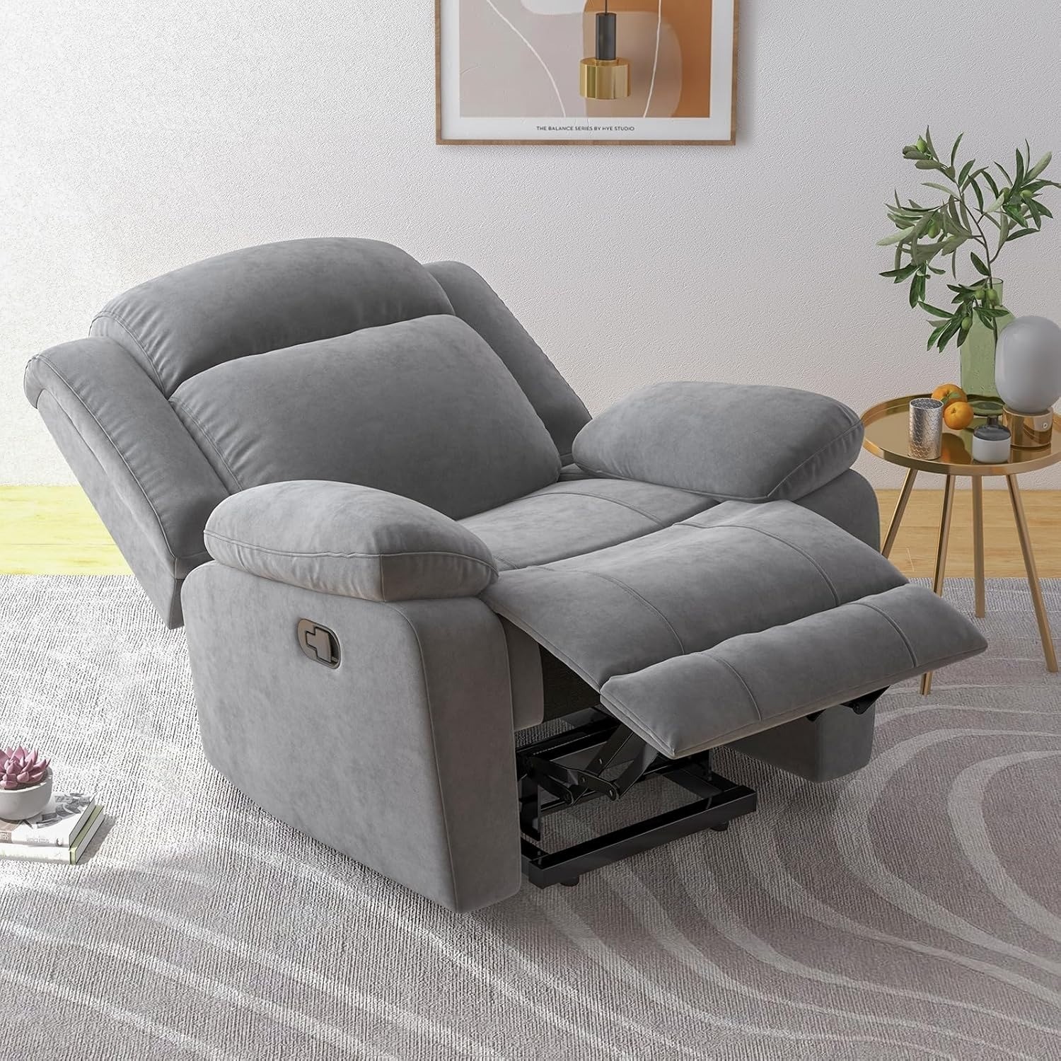CANMOV Rocker Recliner Chair , Manual Recliners with Overstuffed Backrest