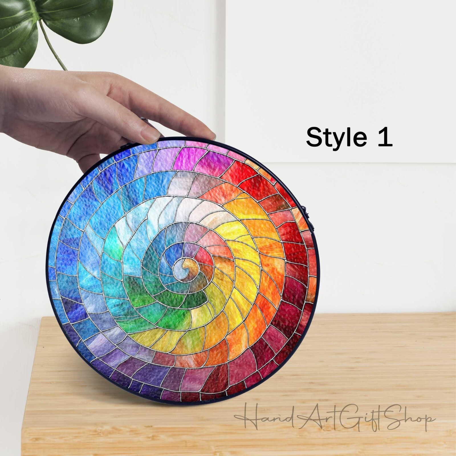 Rainbow Spiral Stained Glass Suncatcher, Spiral Window Hanging Decor