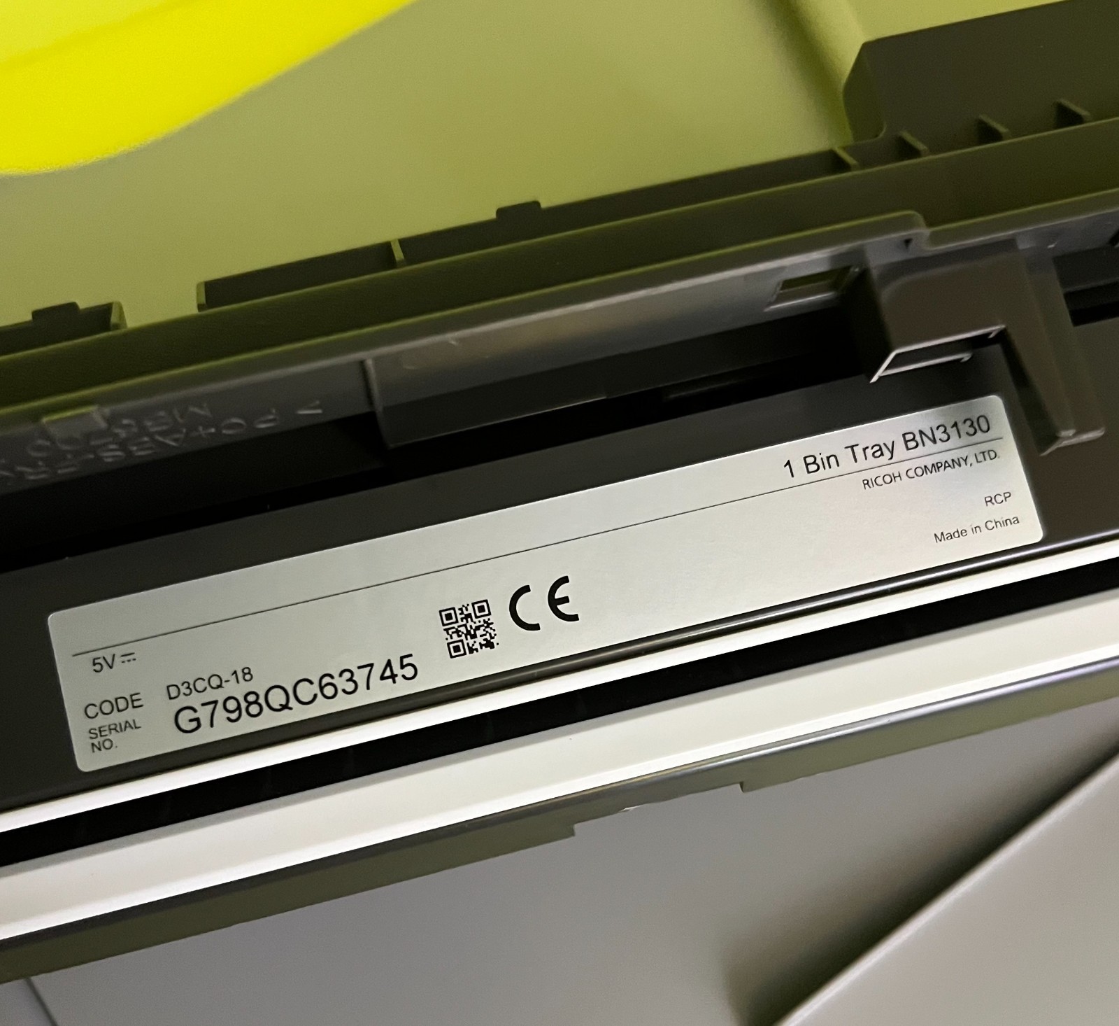 Ricoh Savin Lanier 1 Bin Tray BN-3130 for IM C2000 C2500 C3000 C3500 C4500 C6000